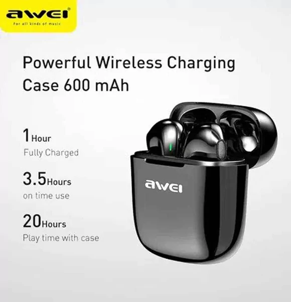 AWEI T26 TWS Touch Control Earbuds Charging Case With Dual Mic